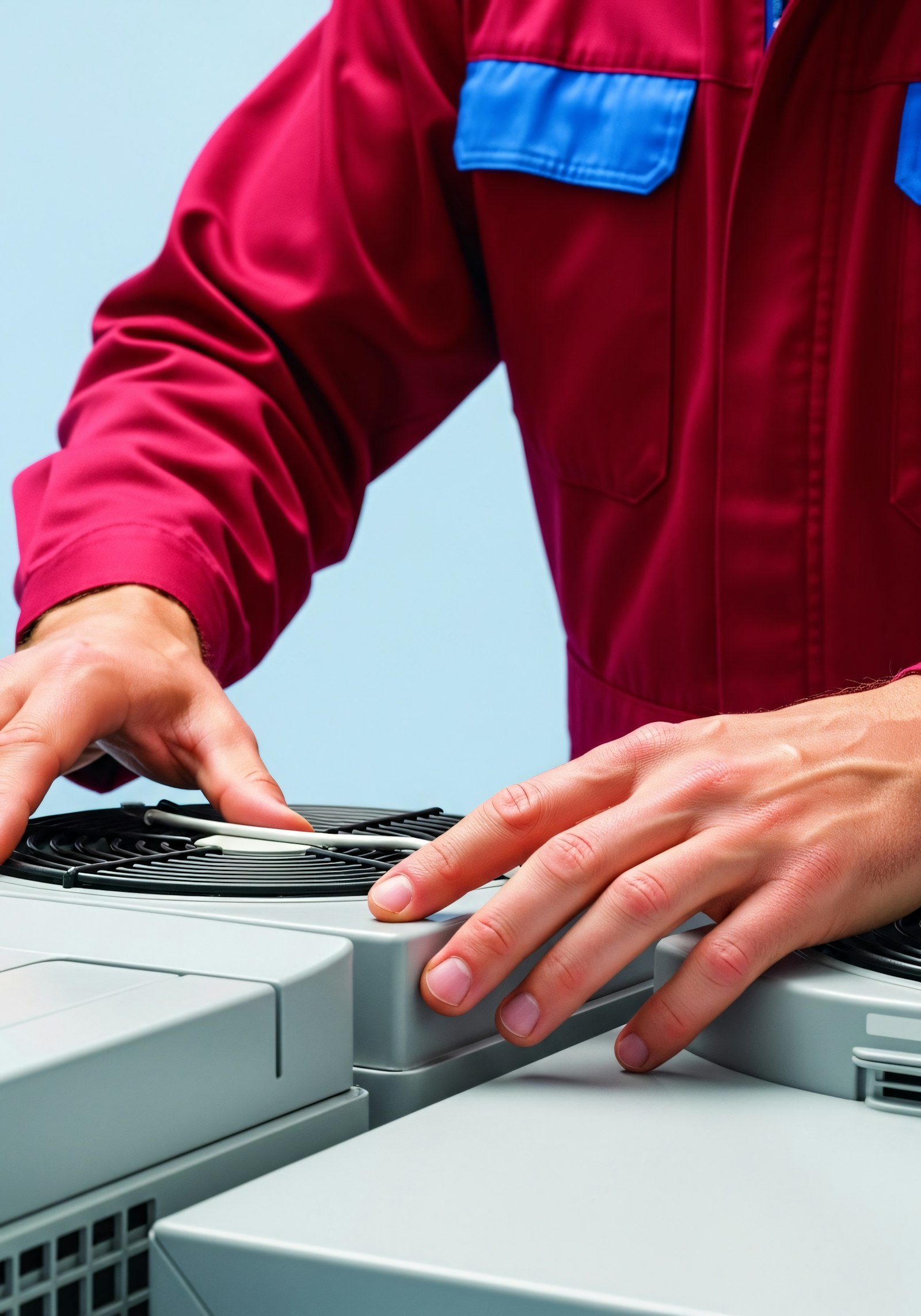 Certified engineer installing an air conditioning unit